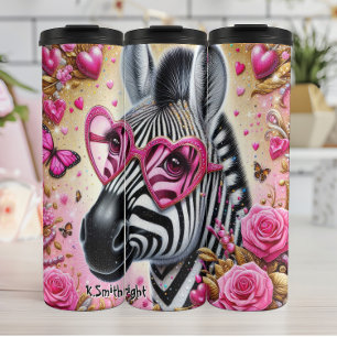 Termo Cebra elegante en gafas de corazón