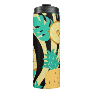 Termo Cebra, monstera, piña: patrón de verano.