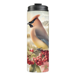 Termo Cedar Waxwing Bird Mountain Thermal Tumbler