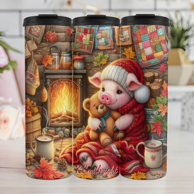 Termo Cerdo acogedor con oso de peluche (Subido por el creador)