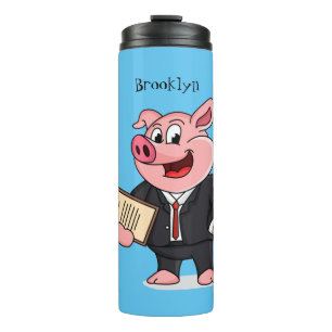 Termo Cerdo gracioso personalizado de traje de negocios
