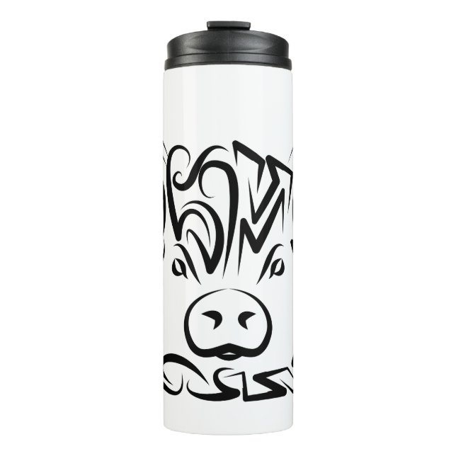 Termo Cerdo tribal blanco y negro (Anverso)