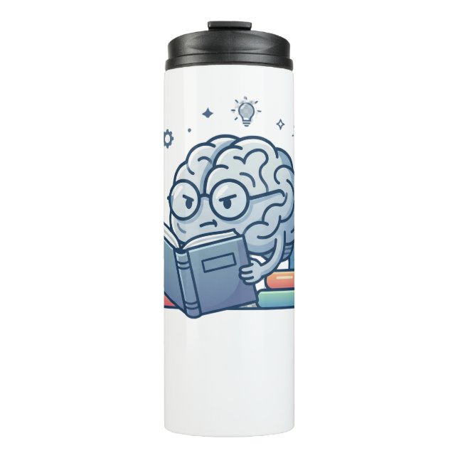 Termo Cerebro de nerd inteligente leyendo libros Gusano  (Anverso)