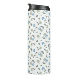 Termo Cerezas Boho Beach - patrón de frutas azul salvia.