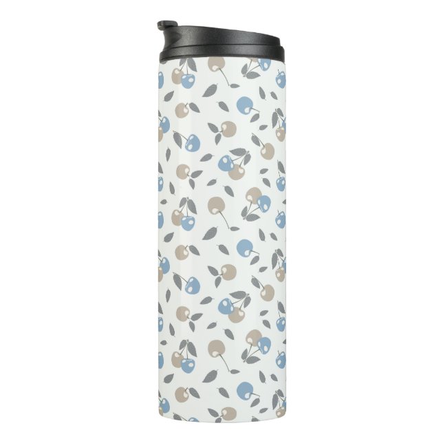 Termo Cerezas de Playa Boho - patrón de frutas azul beig (Rotado hacia la derecha)