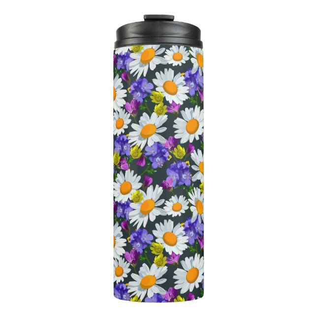 Termo Chamomile, flores silvestres: patrón sin costuras. (Anverso)