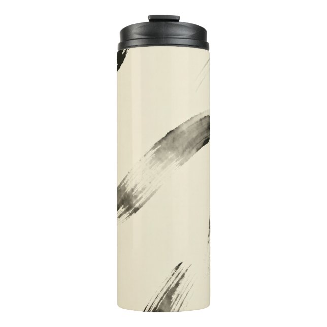 Termo Charcoal Strokes Pattern | Minimal Beige Abstract  (Anverso)