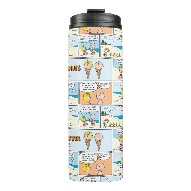 Termo Charlie Brown Y Helados De Sally En La Playa (Anverso)
