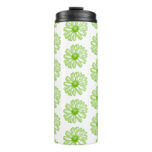 Termo Chartreuse Green Daisy Print, Hippie Flower Print
