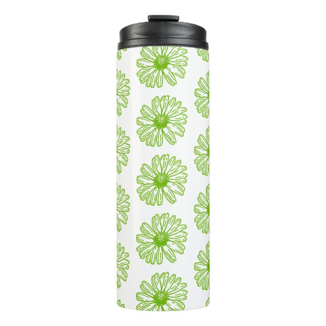 Termo Chartreuse Green Daisy Print, Hippie Flower Print (Anverso)