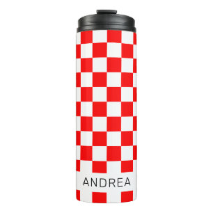 Termo Chequeros croatas blancos y rojos modernos con nom