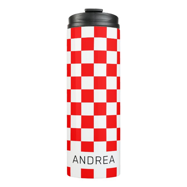 Termo Chequeros croatas blancos y rojos modernos con nom (Anverso)