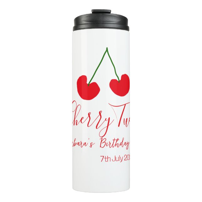 Termo Cherry two 2nd birthday red cherry kids simple  (Anverso)