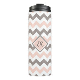 Termo Chevron rosa y gris personalizado
