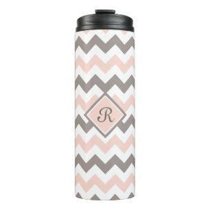 Termo Chevron rosa y gris personalizado