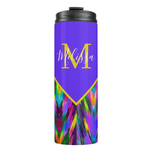 Termo Chevron tribal brillante personalizado   (Anverso)