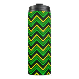 Termo Chevron zigzag verde, negro y amarillo
