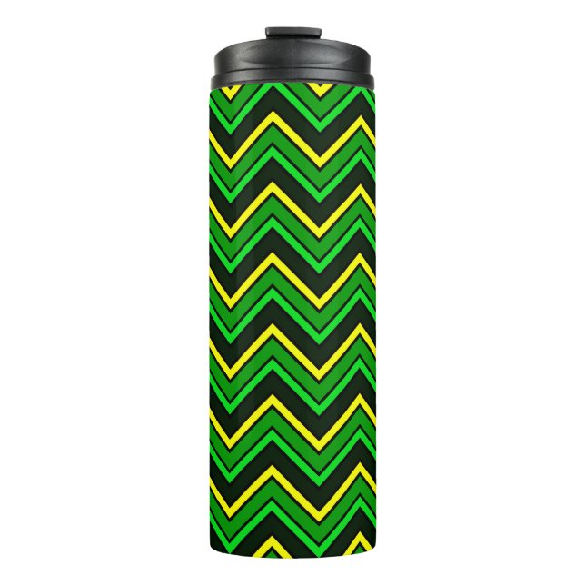 Termo Chevron zigzag verde, negro y amarillo (Anverso)