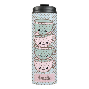 Termo Chibi Dotty Teacup Stack Pink and Blue