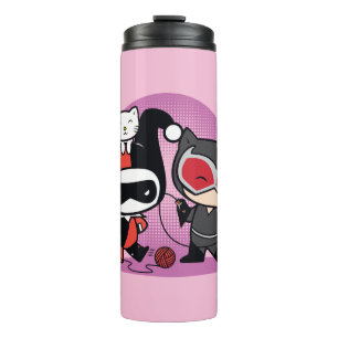 Termo Chibi Harley Quinn & Chibi Catwoman Con Gatos