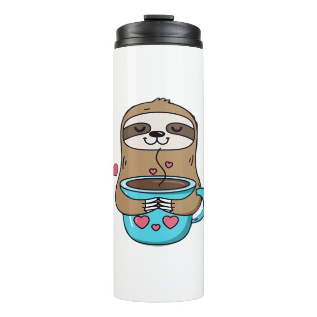 Termo Chibi Sloth Coffee Lover - Cute Kawaii Sloth Huggi (Anverso)