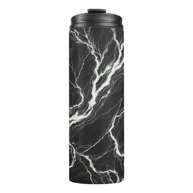 Termo Chic  Aspecto Mármol Negro y Blanco Glamour (Anverso)