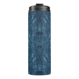Termo Chic Azul Arte Nuevo Patrón Botánico Iris