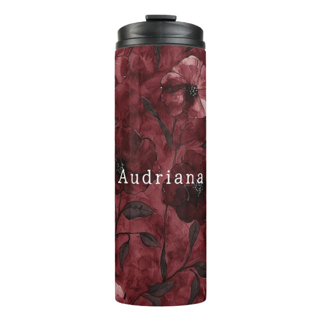 Termo Chic Burgundy Rojo Floral Ducha de Novia (Anverso)