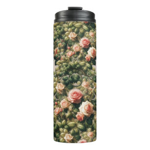 Termo Chic Deslucido Rosas Rosadas Vides Floral Elegante