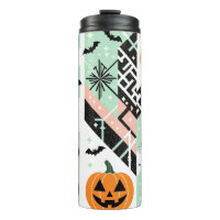 Chic Geometric Pastel Black Cat Pumpkin Halloween
