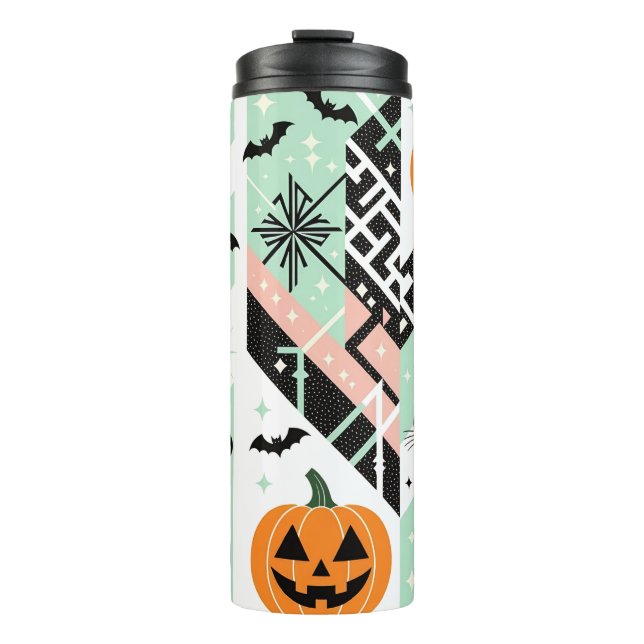 Termo Chic Geometric Pastel Black Cat Pumpkin Halloween (Anverso)