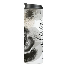 Termo Chic Oro Negro Floral Firma Monogramada