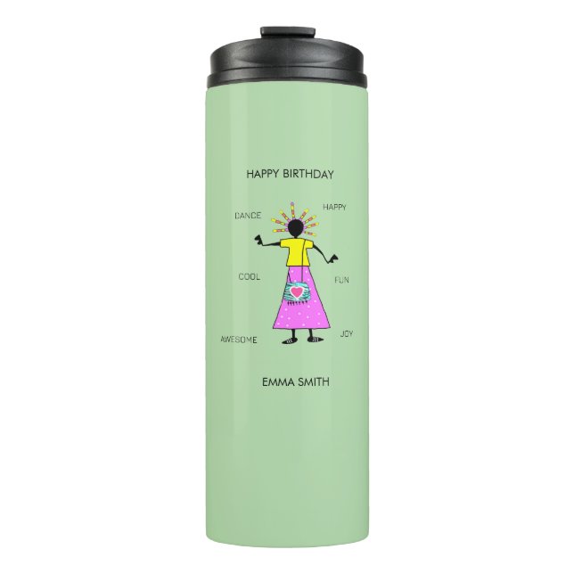 Termo Chica africano elegante, moderno y elegante (Anverso)