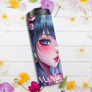Termo Chica de anime de bonito con ojos azules personali