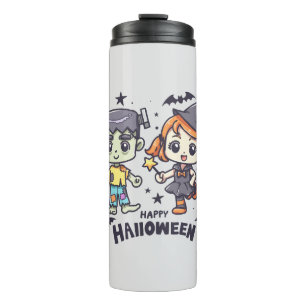 Termo Chica de brujas y niño zombi travieso