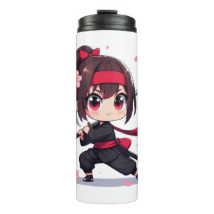 Termo Chica de la floración guerrera de ninja