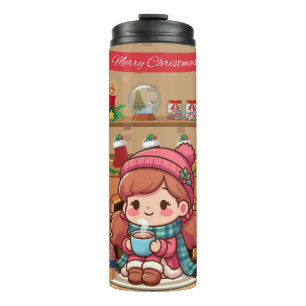 Termo Chica de navidad dulce con cacao