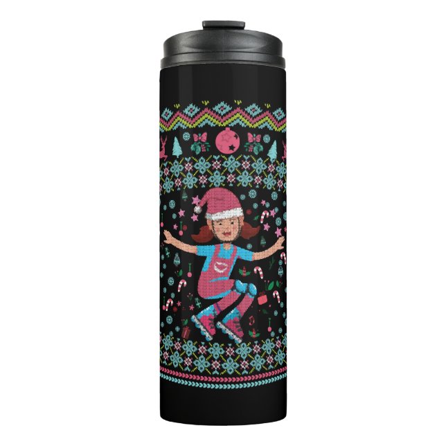 Termo Chica de Navidades de patinaje sobre ruedas (Anverso)