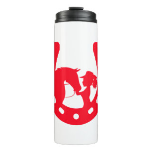 Termo Chica del herradura rojo y caballo
