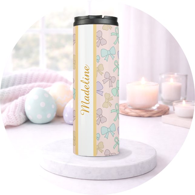 Termo Chica Personalizada Lindo Arco Nombre Pastel (Subido por el creador)