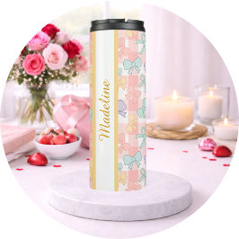 Termo Chica Personalizada Lindo Lazo Nombre Gingham