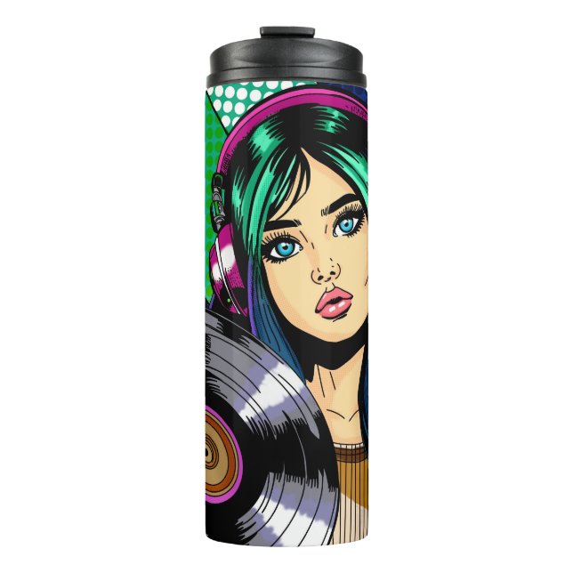Termo Chica Pop Art con disco personalizado (Anverso)
