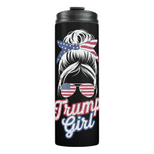 Termo Chica Trump Pelo Desordenado Vintage USA Bandera A