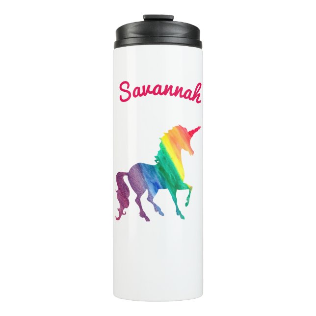 Termo Chicas personalizados de la acuarela del unicornio (Anverso)