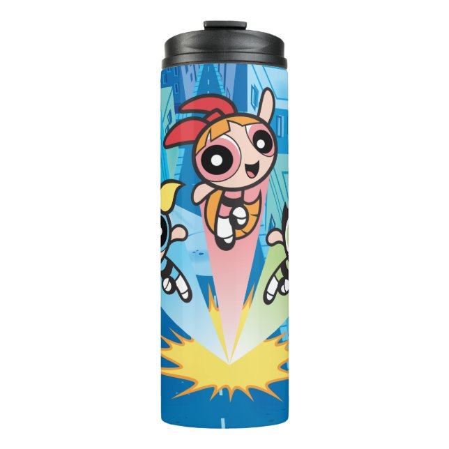 Termo Chicas Powerpuff Lanzan Al Aire (Anverso)