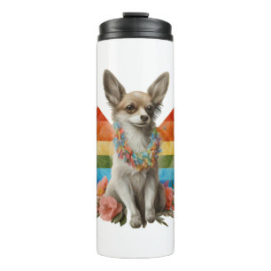 Termo Chihuahua Cute Dog, hermosa Chica de flores