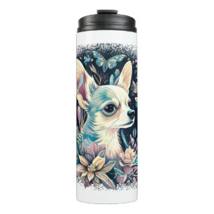 Termo Chihuahua Cute Dog, hermosa Chica de flores