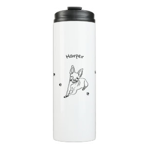 Termo Chihuahua elegante: Arte de línea personalizado