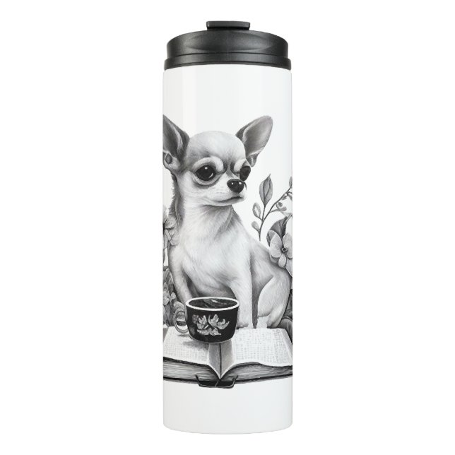 Termo Chihuahua libro de lectura de té para café (Anverso)