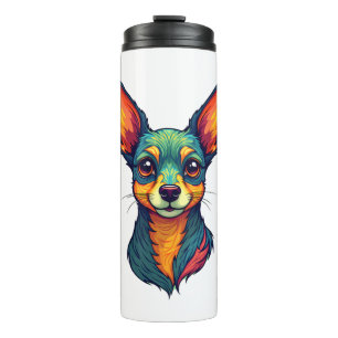 Termo Chihuahua Pintura Abstracta Color Perro Lindo (
